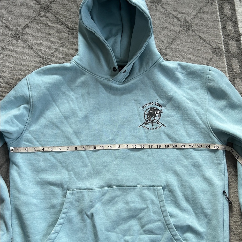 Light Blue Crewneck Hoodie with Small Chest Logo - Picture 5 of 10